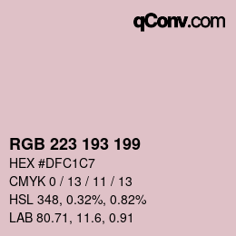 Color code: RGB 223 193 199 | qconv.com