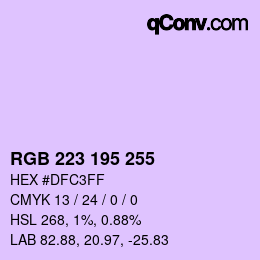 Color code: RGB 223 195 255 | qconv.com