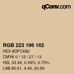 Color code: RGB 223 196 162 | qconv.com