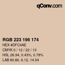 Color code: RGB 223 196 174 | qconv.com