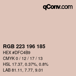 Color code: RGB 223 196 185 | qconv.com
