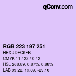 Color code: RGB 223 197 251 | qconv.com