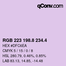 カラーコード: RGB 223 198.8 234.4 | qconv.com