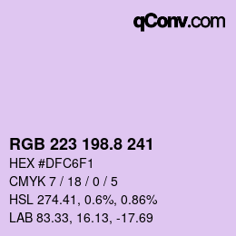 Color code: RGB 223 198.8 241 | qconv.com