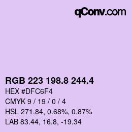 カラーコード: RGB 223 198.8 244.4 | qconv.com
