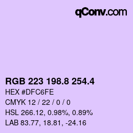 カラーコード: RGB 223 198.8 254.4 | qconv.com