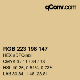 Color code: RGB 223 198 147 | qconv.com