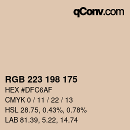 Color code: RGB 223 198 175 | qconv.com