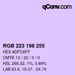 Color code: RGB 223 198 255 | qconv.com