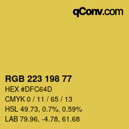 Color code: RGB 223 198 77 | qconv.com
