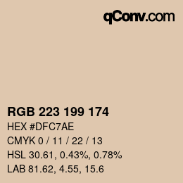 Color code: RGB 223 199 174 | qconv.com
