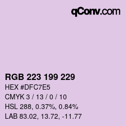 カラーコード: RGB 223 199 229 | qconv.com