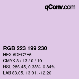 Color code: RGB 223 199 230 | qconv.com