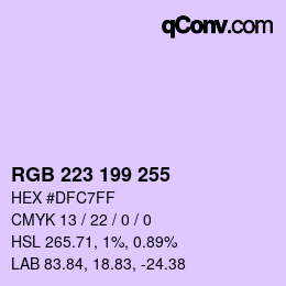 Color code: RGB 223 199 255 | qconv.com