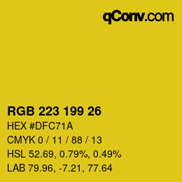 Color code: RGB 223 199 26 | qconv.com