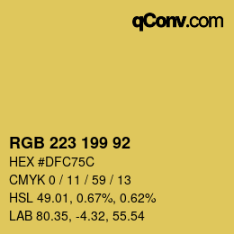 Color code: RGB 223 199 92 | qconv.com