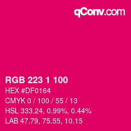 Color code: RGB 223 1 100 | qconv.com