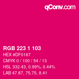 Color code: RGB 223 1 103 | qconv.com
