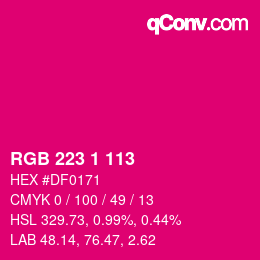 Color code: RGB 223 1 113 | qconv.com