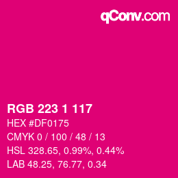 Color code: RGB 223 1 117 | qconv.com