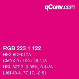 Color code: RGB 223 1 122 | qconv.com