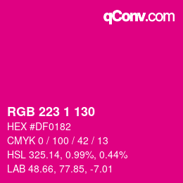 カラーコード: RGB 223 1 130 | qconv.com