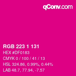 カラーコード: RGB 223 1 131 | qconv.com