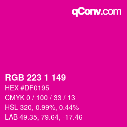 Color code: RGB 223 1 149 | qconv.com