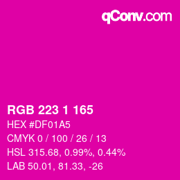 カラーコード: RGB 223 1 165 | qconv.com