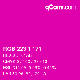 カラーコード: RGB 223 1 171 | qconv.com