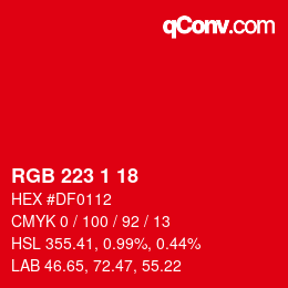 Color code: RGB 223 1 18 | qconv.com