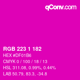 Color code: RGB 223 1 182 | qconv.com