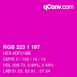 Color code: RGB 223 1 187 | qconv.com