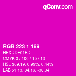 Color code: RGB 223 1 189 | qconv.com