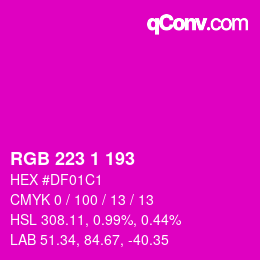 Color code: RGB 223 1 193 | qconv.com