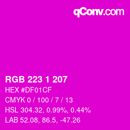 Farbcode: RGB 223 1 207 | qconv.com