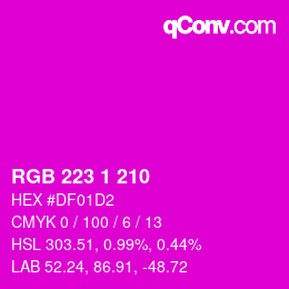 Color code: RGB 223 1 210 | qconv.com