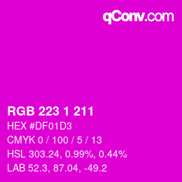 Color code: RGB 223 1 211 | qconv.com