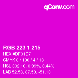 Color code: RGB 223 1 215 | qconv.com