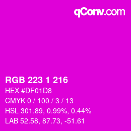 Color code: RGB 223 1 216 | qconv.com