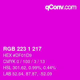 Color code: RGB 223 1 217 | qconv.com