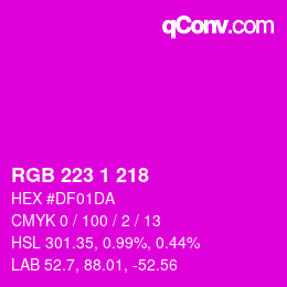 カラーコード: RGB 223 1 218 | qconv.com