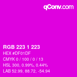 カラーコード: RGB 223 1 223 | qconv.com