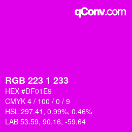 カラーコード: RGB 223 1 233 | qconv.com