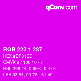 カラーコード: RGB 223 1 237 | qconv.com