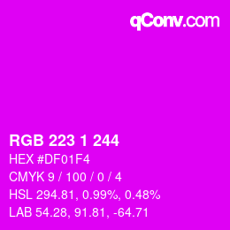 カラーコード: RGB 223 1 244 | qconv.com