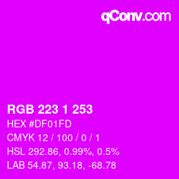 Farbcode: RGB 223 1 253 | qconv.com