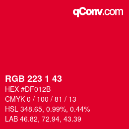 Color code: RGB 223 1 43 | qconv.com