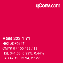 Color code: RGB 223 1 71 | qconv.com