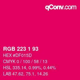 Color code: RGB 223 1 93 | qconv.com